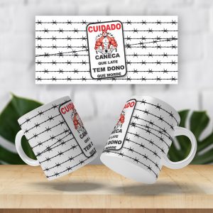 Caneca Cuidado, caneca que late