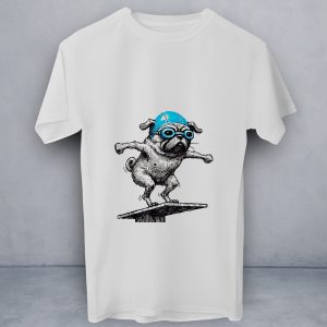 T-Shirt Pug no Trampolim